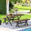 Modern Outdoor Dining Table for 6, Patio Table with Sturdy X-Legs, Durable HDPS & Aluminum, Weather Resistant, 3-Year Warranty, Dark Gray - 2 of 4
