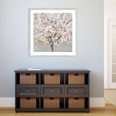 Spring Love 33" x 33" Pink and White Floral Wood Framed Print