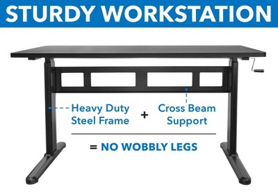 ErgoFlex 54'' Black Steel Manual Height Adjustable Desk