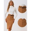 INSPIRE CHIC Women's Faux Suede High Rise Button Front A-line Slit Skirt - 2 of 4
