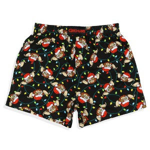 Gremlins Boxer Shorts Men's Gizmo Christmas Lights Santa Hat Underwear Black - 1 of 4