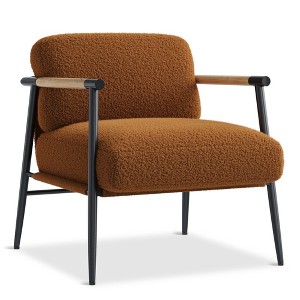 COZONY Modern Accent Chair, Comfy Reading Chair with Metal Frame & Wooden Armrests, Soft Cushioned Lounge Chair for Bedroom, Living Room - 1 of 4