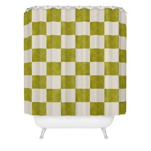 Deny Designs Avenie Modern Craft Chartreuse Checkered Shower Curtain Green - 1 of 3