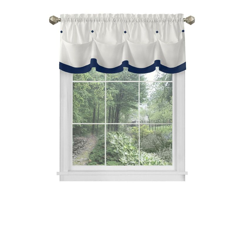 Kate Aurora Country Farmhouse Living Solid Colored Button Tuck Window Valance, 1 of 4