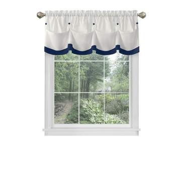 Kate Aurora Country Farmhouse Living Solid Colored Button Tuck Window Valance