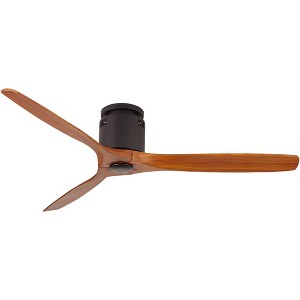 52" Casa Vieja Rustic Farmhouse 3 Blade Indoor Hugger Ceiling Fan with Remote Control Matte Black Walnut Solid Wood for Living Kitchen Dining Room - 1 of 4