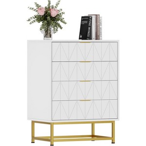 Acekool 4 Drawer Sideboard, Modern  Storage Cabinet with Gold Legs for Bedroom, Living Room, 60x40x80cm - 1 of 4