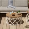 JIONJOY Rustic Round Coffee Table with Tray Top - White Curved Base & Natural Wood Finish - 2 of 4