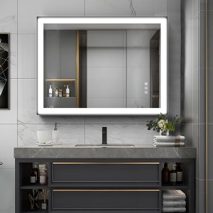 Maxax Modern Space Aluminum Framed Led Lighted Dimmable Anti-Fog Tempered Glass Bathroom / Vanity Mirror - 1 of 3