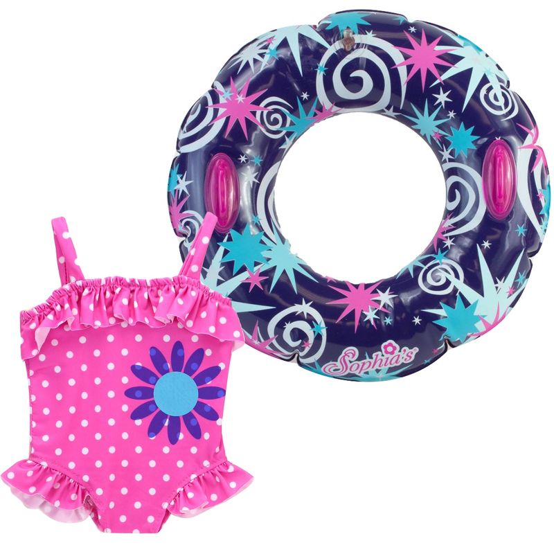 Sophia’s Ruffle Polka Dot Bathing Suit & Inner Tube Set for 18” Dolls, Hot Pink, 5 of 7