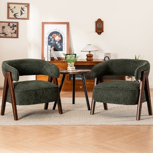 YOUNIKE Modern Accent Arm Chair Fabric Living Room Chairs Comfy Lounge Sofa Reading Chair 27.56" W x 23.62" D x 27.95" H with Wood V-Leg - 1 of 4