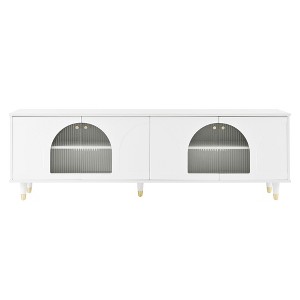 YOOCOZZ Stylish Style TV Stand for TVs Up to 78'' with Adjustable Shelves, Gold Handles and Arch Fluted Glass Doors - 1 of 4
