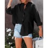 Coolmee Women's Casual Shirts Long Sleeve Button Down Blouses Fall Solid Color Trendy Tops with Pocket - 4 of 4