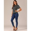 INSPIRE CHIC Women's Polka Dots Stand Collar Pleat Keyhole Back Short Flare Sleeve Tops - 2 of 4