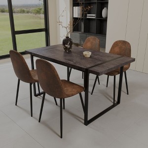 NicBex Dining Table Set for 4 Modern Kitchen Table with Black Wooden Tabletop, Metal Frame and 4 Suede Chairs for Kitchen - 1 of 4
