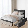 Modern Simple Platform Bed  with Linen Upholstered Headboard and Footboard, Sturdy Steel Slat Bed Frame Mattress Foundation - 2 of 4
