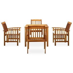 vidaXL Garden Dining Set Cream white Solid Acacia wood Standard Durable - 1 of 4