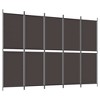 vidaXL 5-Panel Room Divider Brown 98.4"x70.9" Fabric - 2 of 4