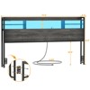 Aheaplus Headboard with Storage shelves and Charging Station, Wood Headboard with LED Light - 4 of 4