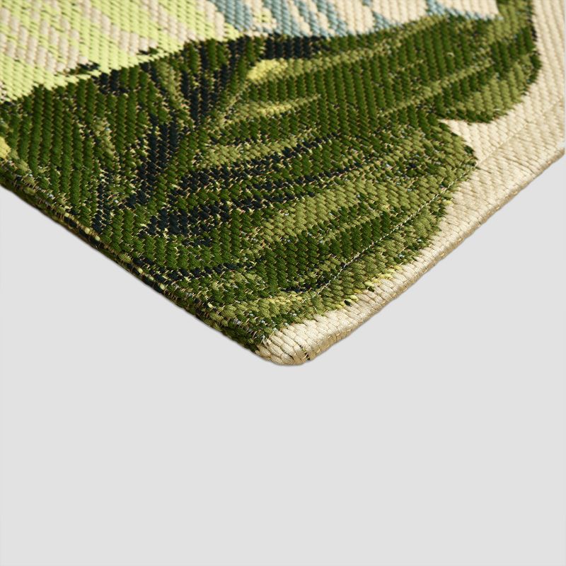 9&#39;x12&#39; Vacation Tropical Rectangular Woven Outdoor Area Rug Green - Threshold&#8482;, 3 of 7