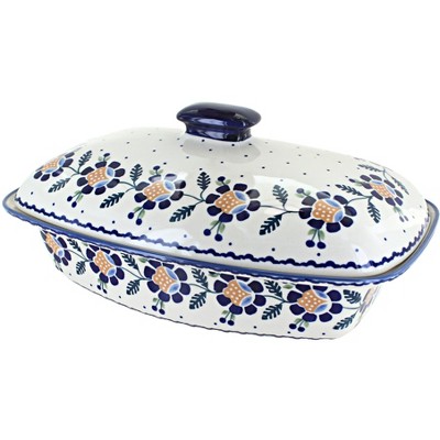 Blue Rose Polish Pottery Z151 Manufaktura Covered Baker
