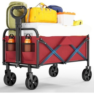 Collapsible Folding Wagon Cart, Heavy-Duty 360LBS Capacity, All-Terrain Utility Wagon with 360° Wheels & Cup Holders for Beach, Camping, Garden - 1 of 4