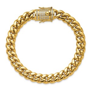 Chisel Stainless Steel Polished Yellow IP-plated with Cubic Zirconia 9.25" Curb Link Bracelet - 1 of 4
