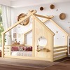 Okak Twin/Full House Floor Bed Frame with Window & Small Shelf,Solid Wood House-shaped Bed for Kids,No Spring Box Needed - 2 of 4