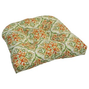 Blazing Needles, 19-inch U-Shaped Spun Polyester Outdoor Tufted Dining Chair Cushion - 1 of 1