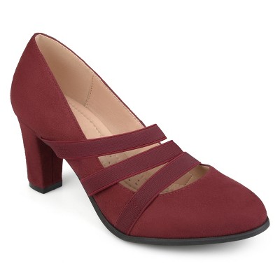 Journee Collection Women's Loren Comfort Insole Medium and Wide Width Round Toe Mid Block Heel Pumps