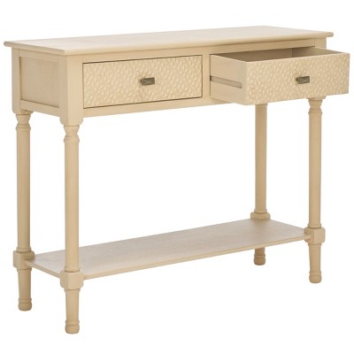 Natural Wood and Metal 2-Drawer Console Table