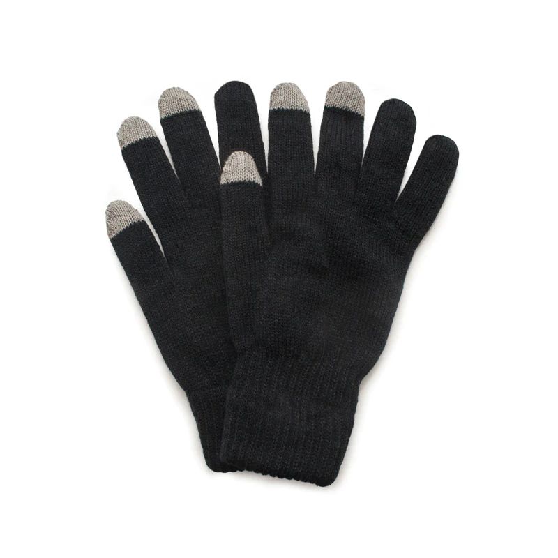MUK LUKS Quietwear Unisex 2 Layer Knit Glove with Texting Fingers, Black, One Size Fits Most