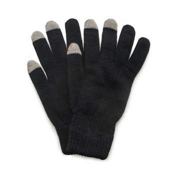 MUK LUKS Quietwear Unisex 2 Layer Knit Glove with Texting Fingers, Black, One Size Fits Most