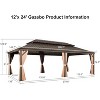 PURPLE LEAF Garden Bronze Double Roof Aluminum Frame Pavilion And Khaki Curtain  Outdoor Hardtop Gazebo - 3 of 4