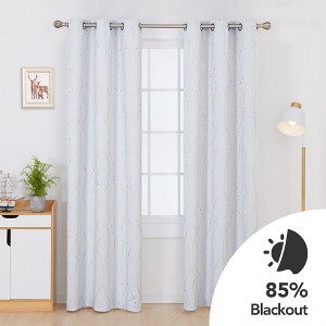 Deconovo Gold Wave Line and Dots Curtain Panel Pair(2 Panel) - 1 of 4