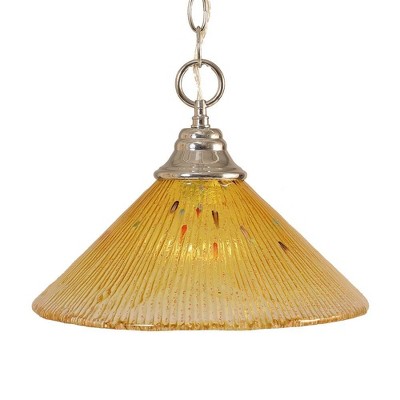 Toltec Lighting Any 1 - Light Pendant in  Brushed Nickel with 12" Gold Champagne Crystal Shade