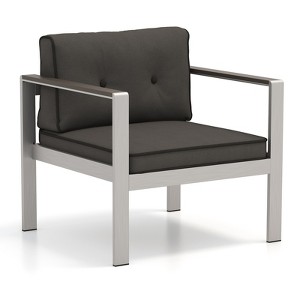 Costway Patio Aluminum Armchair Outdoor Single Sofa Chair with Cushions & Armrests Lawn - 1 of 4