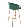 30" Velvet Swivel Barstool with Metal Frame and Round Footrest for Kitchen or Home Bar - 4 of 4