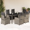 vidaXL Patio Dining Set with Cushions Outdoor Garden Furniture Poly Rattan - 74.8" Table Length Gray 6 Items - 2 of 4