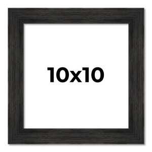 PosterPalooza | 10x10 Wide Barnwood Picture Frame, UV Acrylic, 6 Finishes - Grey, Brown, White, and Black - 1 of 4