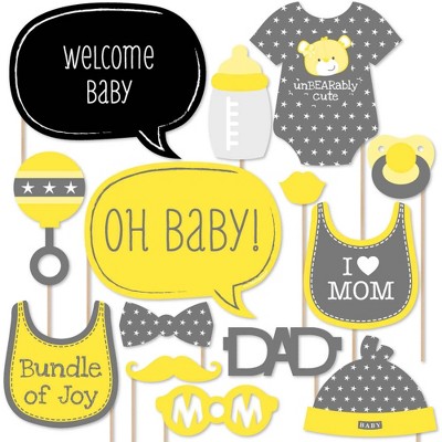 Big Dot of Happiness Baby Neutral - Baby Shower Photo Booth Props Kit - 20 Count