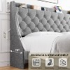 King Size Upholstered Bed Frame with Button Tufted Storage Headboard, Charging Outlet, Wooden Slats Support, No Box Spring Needed – Light Gray - 2 of 4