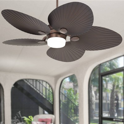 52" Oil Rubbed Bronze Tropical Ceiling Fan with LED Light