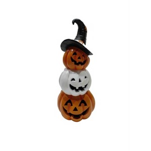 Season's Designs Christmas 12.5In Stacked Whiteorange Pumpkins W - 1 of 1