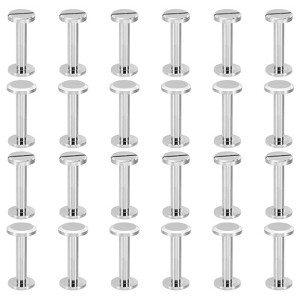 Unique Bargains Brass Rust-proof Durable Leather Belt Scrapbook Binding Chicago Screws 25 Sets - 1 of 4