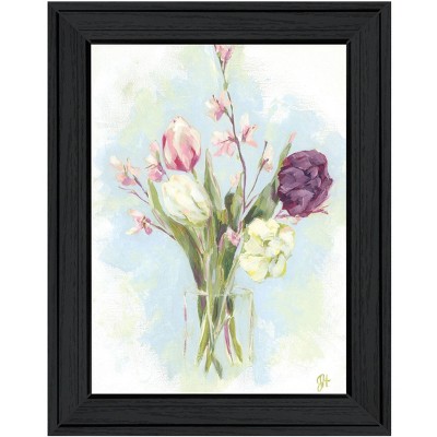 HomeRoots Flower Farm Bouquet Black Framed Print Wall Art