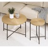 NicBex Natural 2-Piece Round Coffee Table & End Table Set,Distressed Wood Design & Black Metal Legs,Center Table for Living Room - 2 of 4