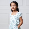 Hope & Henry Girls' Linen Puff Sleeve Smocked Waist Jumpsuit, Toddler - 3 of 4