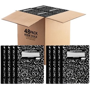 Manaloom Wide Ruled Composition Notebooks – 9.75” x 7.5” – Durable Marble Cover, Sewn Binding, 200 Pages - 1 of 4