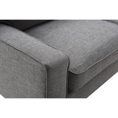 Gray Linen Reclining Sofa with Removable Cushions and Wood Frame